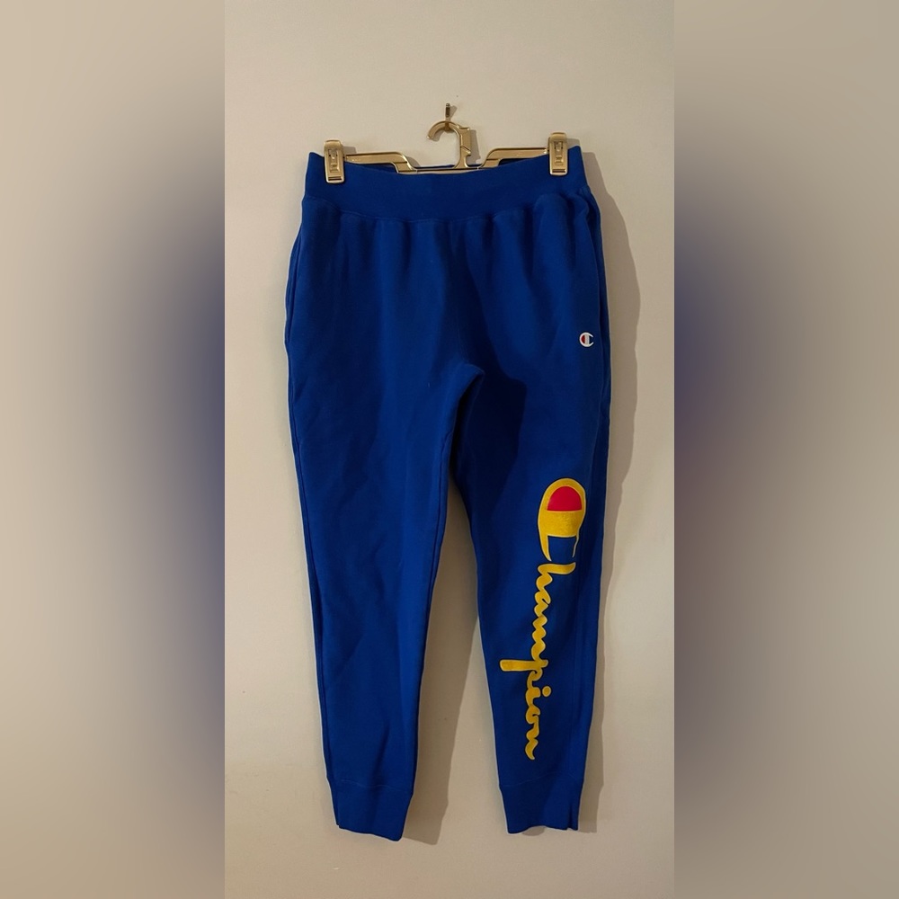 Men’s Royal Blue Champion Sweatpants (L) with yellow logo